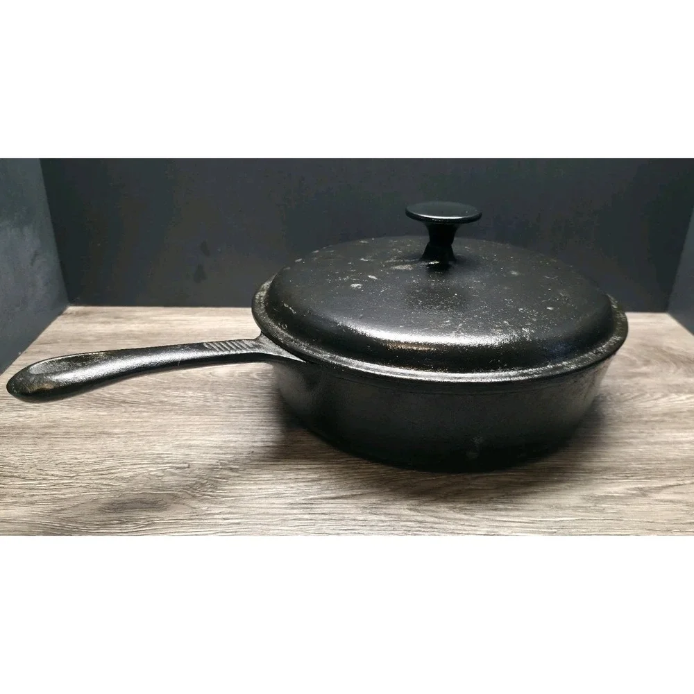 Kirby & Allen Cast Iron Chicken Fryer - #10 Deep Skillet - W/Matching Lid